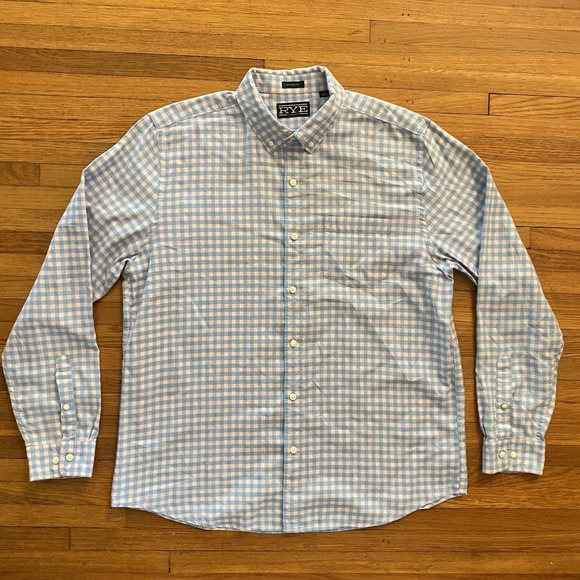 RYE by Hawker Rye Shirt Mens Large Blue Pink Gingham Button Down Long Sleeve - Picture 1 of 9